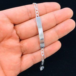 Silver ID Baby Bracelet, Figaro Link Bracelet 6"👶